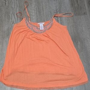 Candies Salmon Camisole with Embellished Neckline